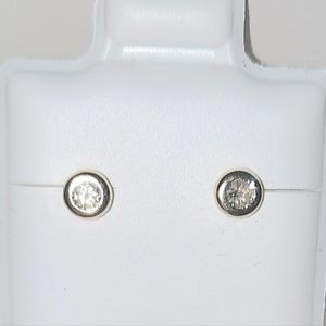 14k yellow gold 3mm bezel set screw back studs